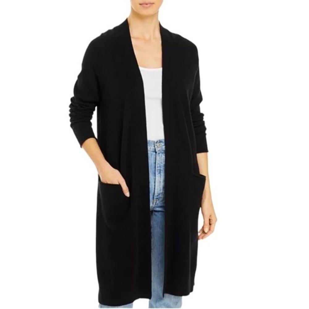 Halogen Rib Knit Wool & Cashmere Cardigan SP Black